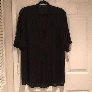 ELOQUII Flutter Sleeve Pleat Front Tunic